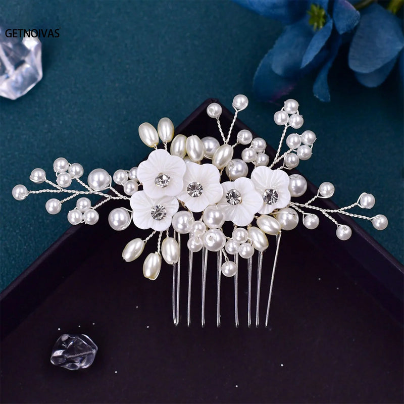 Flower Hair Combs Crystal Bride Headdress Hairpin
