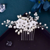 Flower Hair Combs Crystal Bride Headdress Hairpin