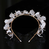 Flower Leaf Headband Tiara For Brides Women Headpieces Crown Headdress