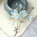 Green Pearl Hair Clips Bridal Hair Jewelry Head Sticks Vintage Headpiece