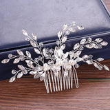 Pearl Bridal Tiara Hair Comb Rhinestone Women Accessories
