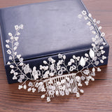 Pearl Bridal Tiara Hair Comb Rhinestone Women Accessories