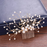 Pearl Bridal Tiara Hair Comb Rhinestone Women Accessories