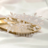 Silver Pearl Hair Combs Crystal Headpiece Wedding Hairbands