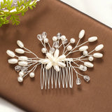 Silver Pearl Hair Combs Crystal Headpiece Wedding Hairbands