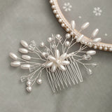 Silver Pearl Hair Combs Crystal Headpiece Wedding Hairbands