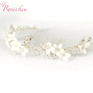 Porcelain Flower Bridal Headband Wedding Hair Accessory