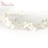 Porcelain Flower Bridal Headband Wedding Hair Accessory