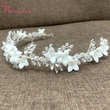 Porcelain Flower Bridal Headband Wedding Hair Accessory