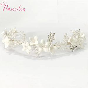 Porcelain Flower Bridal Headband Wedding Hair Accessory