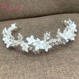 Porcelain Flower Bridal Headband Wedding Hair Accessory