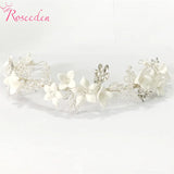 Porcelain Flower Bridal Headband Wedding Hair Accessory