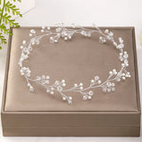 Pearl Headdress Silver Baroque Crystal Headband Bridal Tiara Hair Jewelry