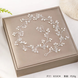 Pearl Headdress Silver Baroque Crystal Headband Bridal Tiara Hair Jewelry