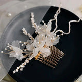 Pink Floral Headband Hair Accessories for Bride
