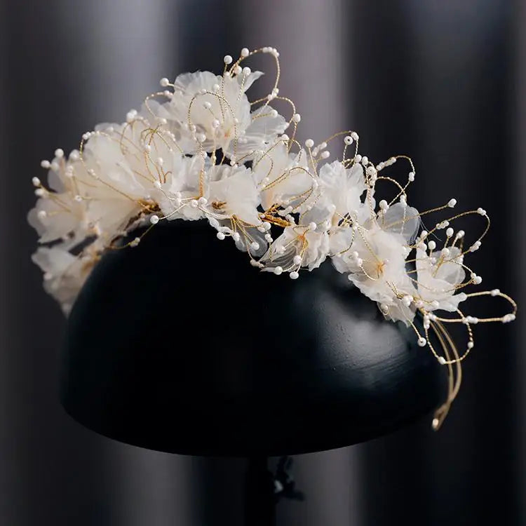 Pink Floral Headband Hair Accessories for Bride
