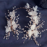 Pink Floral Headband Hair Accessories for Bride
