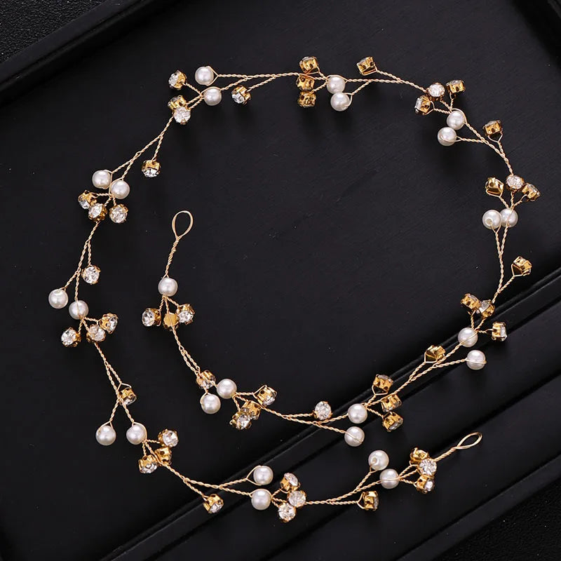 Rhinestone Pearl Headband Wedding Tiara Accessories