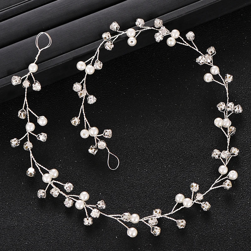 Rhinestone Pearl Headband Wedding Tiara Accessories