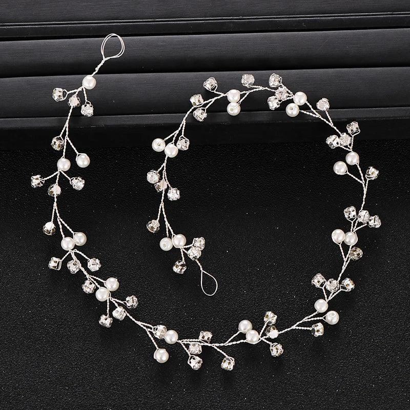 Rhinestone Pearl Headband Wedding Tiara Accessories