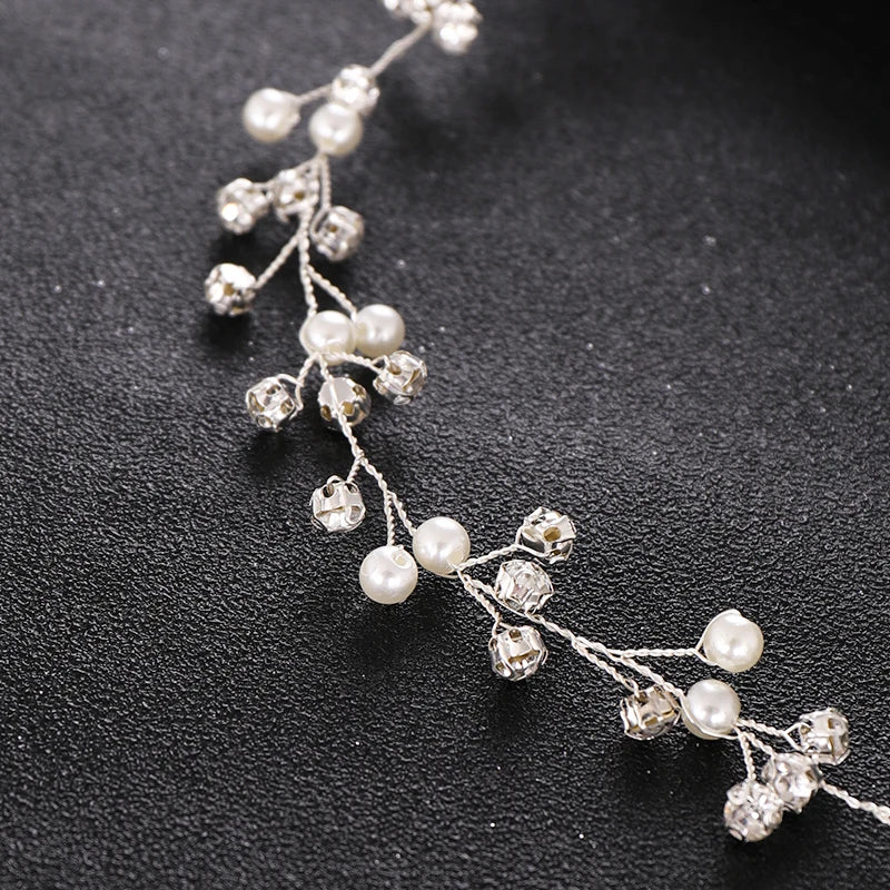 Rhinestone Pearl Headband Wedding Tiara Accessories