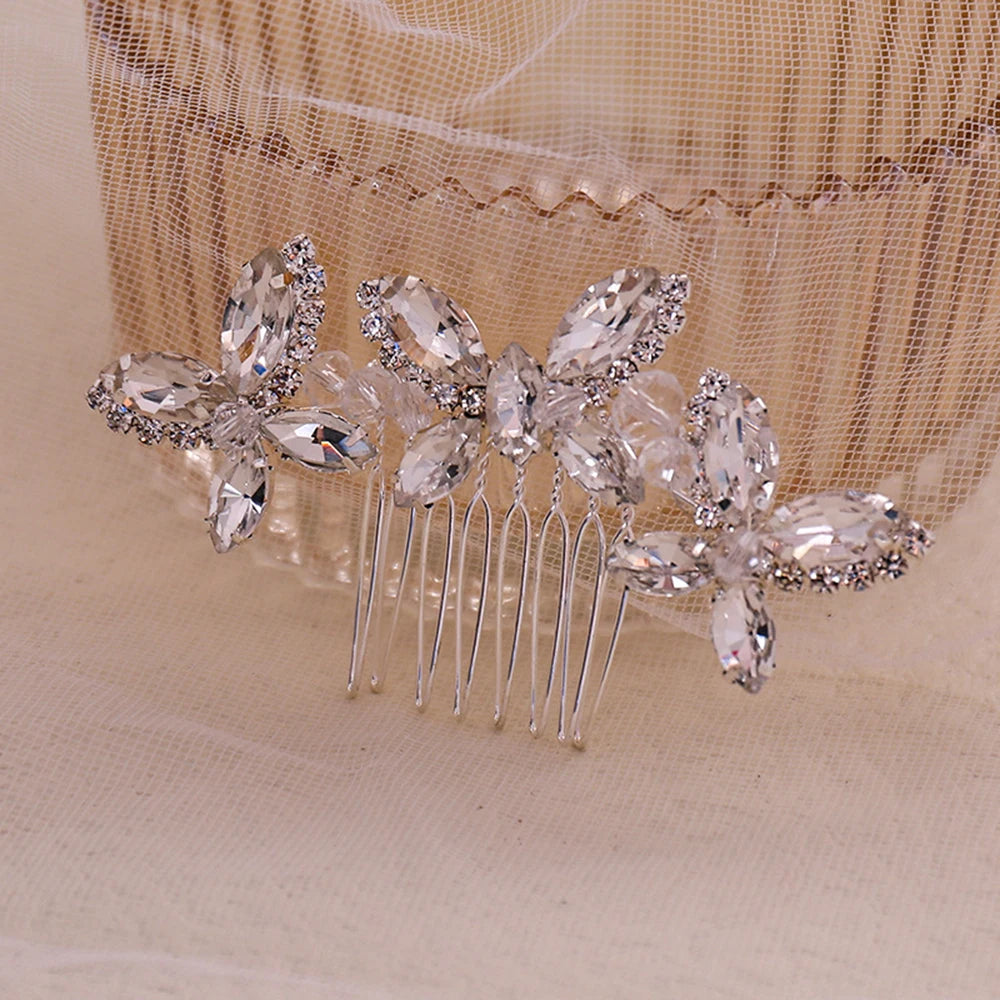 Wedding Hair Accessories Rhinestones Hair Combs Silver Hair Jewelry