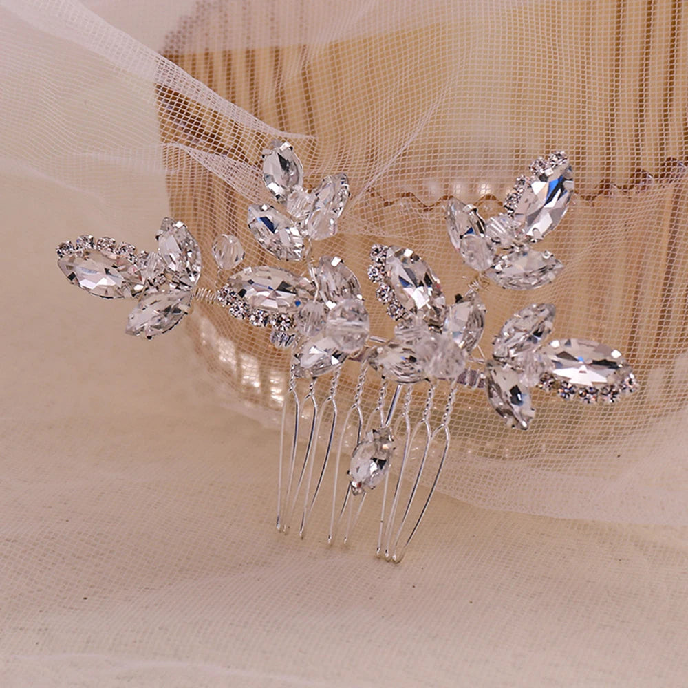 Wedding Hair Accessories Rhinestones Hair Combs Silver Hair Jewelry