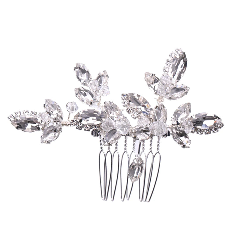 Wedding Hair Accessories Rhinestones Hair Combs Silver Hair Jewelry