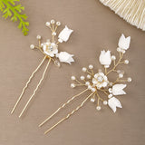 Crystal Headdress Floral Hair Comb Bridal Hairpins Tiaras