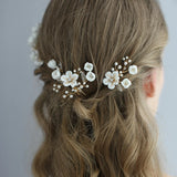 Crystal Headdress Floral Hair Comb Bridal Hairpins Tiaras