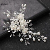 Pearl Flower Rhinestone Hair Clips for Bride