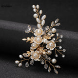 Pearl Flower Rhinestone Hair Clips for Bride