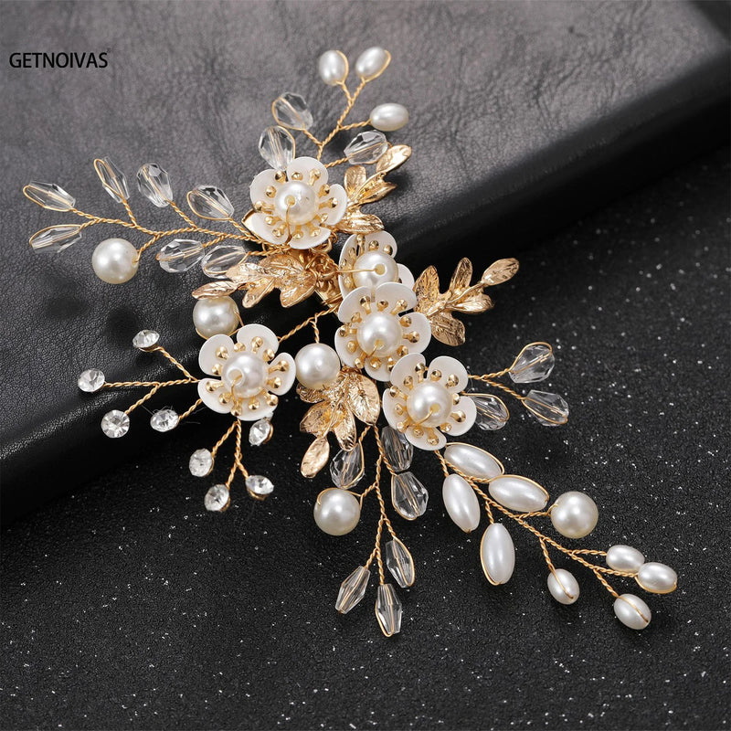 Pearl Flower Rhinestone Hair Clips for Bride