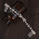 Bridal Hair Comb with Rhinestone and Leaf Design