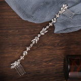 Bridal Hair Comb Rhinestone Leaf Accessory