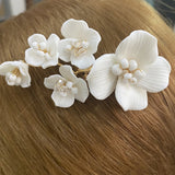 Wedding Hair Comb Flower Pearl Crystal Hairpin Headband For Bride Women