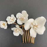 Wedding Hair Comb Flower Pearl Crystal Hairpin Headband For Bride Women