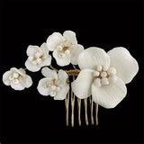 Wedding Hair Comb Flower Pearl Crystal Hairpin Headband For Bride Women