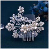 Bride Rhinestone Hair Comb Pearl Clips