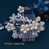 Bride Rhinestone Hair Comb Pearl Clips