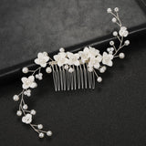 Bridal Hair Comb Pearl Rhinestone Headdress Clips