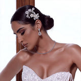 Bride Rhinestone Hair Comb Pearl Clips