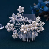 Bride Rhinestone Hair Comb Pearl Clips