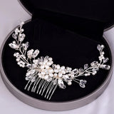 Bridal Hair Comb Pearl Rhinestone Headdress Clips