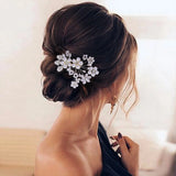 Bride Rhinestone Hair Comb Pearl Clips