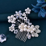 Bride Rhinestone Hair Comb Pearl Clips