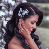 Bride Rhinestone Hair Comb Pearl Clips