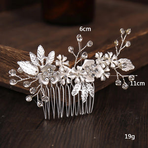 Golden Floral Crystal Hair Comb Wedding Hairpin