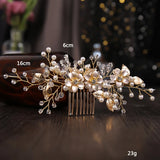 Golden Floral Crystal Hair Comb Wedding Hairpin