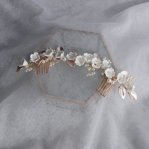 Silver Leaf Wedding Hair Comb Vine Bridal Headpiece